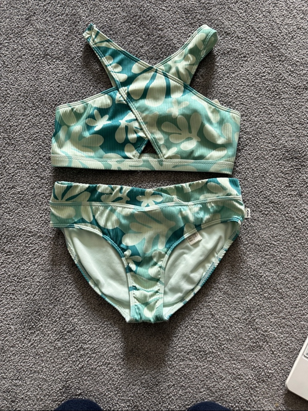 abercrombie kids Teal and Mint Floral Cross-Back Bikini Set